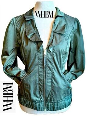 WHBM Camo Olive Green Cropped Bomber Jacket (12)
